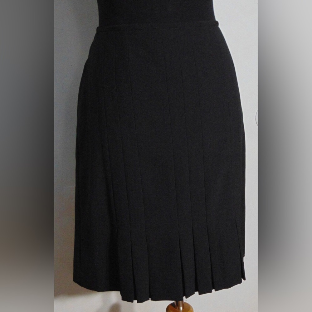Anne Klein Women Black Pleated Midi Professional Skirt Size 6